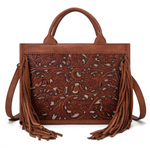 Trinity Ranch Floral Tooled Fringe CC Tote/ Crossbody