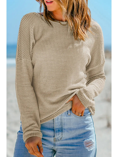 1 The Women Apparel & Accessories Women's Apricot Waffle LS