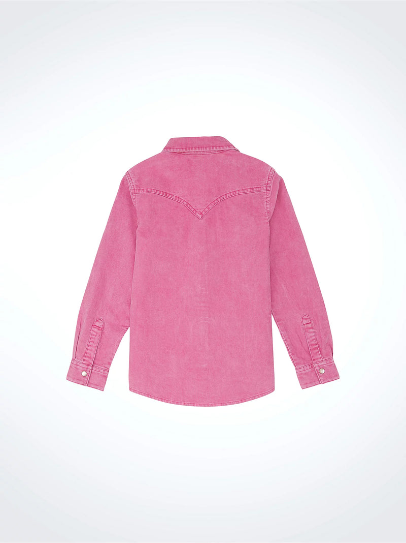 Girl's Pink Corduroy Western Snap