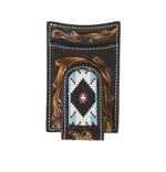 3D Belt Company Card Case 3D Floral Hand Tooled W/ Print Design  Wallet