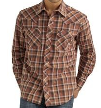 Men's Wrangler Snap Tan Plaid