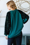 7th Ray Women's Apparel Women's Green Pullover W/Sequin Contrast
