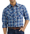 Men’s Wrangler Blue Plaid Snap Shirt