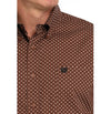 Mens Cinch Geometric Brown Shirt