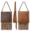 Wrangler Floral Embossed Fringe Conceal Carry Hobo/Crossbody Bag in Brown