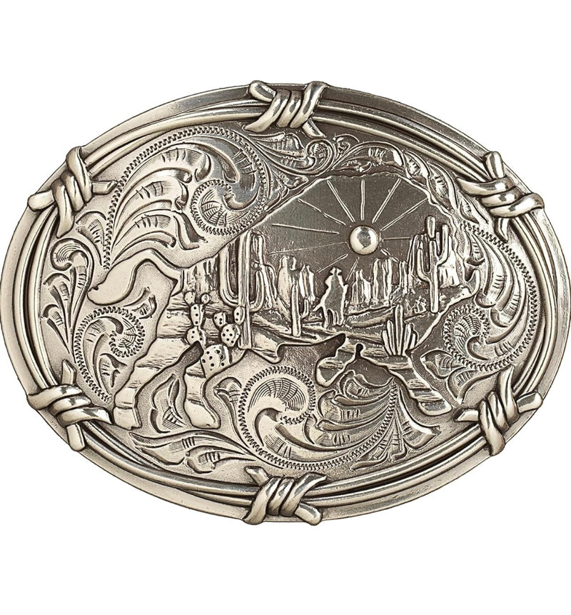 Nocona Oval Buffalo Western Barbed Wire Buckle