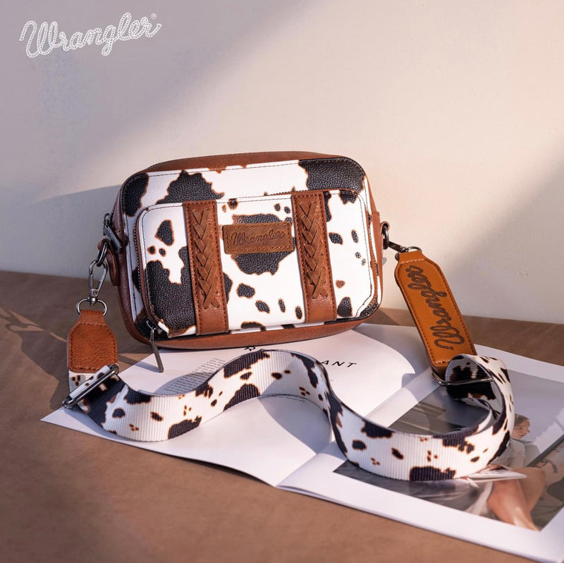 Wrangler Brown Cow Print Crossbody Bag