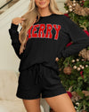 Women’s Ribbed Pullover and Shorts in Black