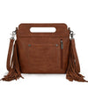 Wrangler Brown Floral Handle & Fringe Boot-Stitch CC Crossbody Bag