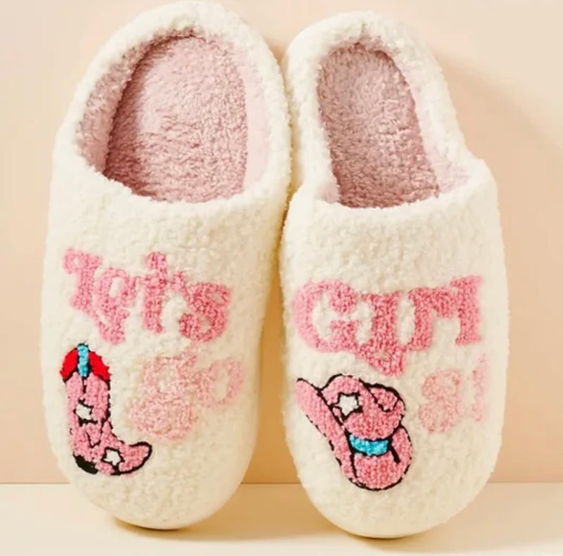 “Let’s Go Girls” Sherpa Slippers