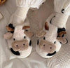 Soft Fuzzy Plush Cow Slippers