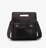 Trinity Ranch Floral Tooled Crossbody Bag in Black