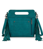 Wrangler Teal Floral Handle & Fringe Boot-Stitch CC Crossbody Bag