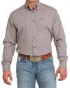 Mens Cinch Medallion Print Button-Down Western Shirt in Cream