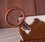 Trinity Ranch Genuine Cowhide Ring Handle Wristlet/Clutch Bag