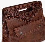 Western Crossbody Tooled with Front Flap Pocket