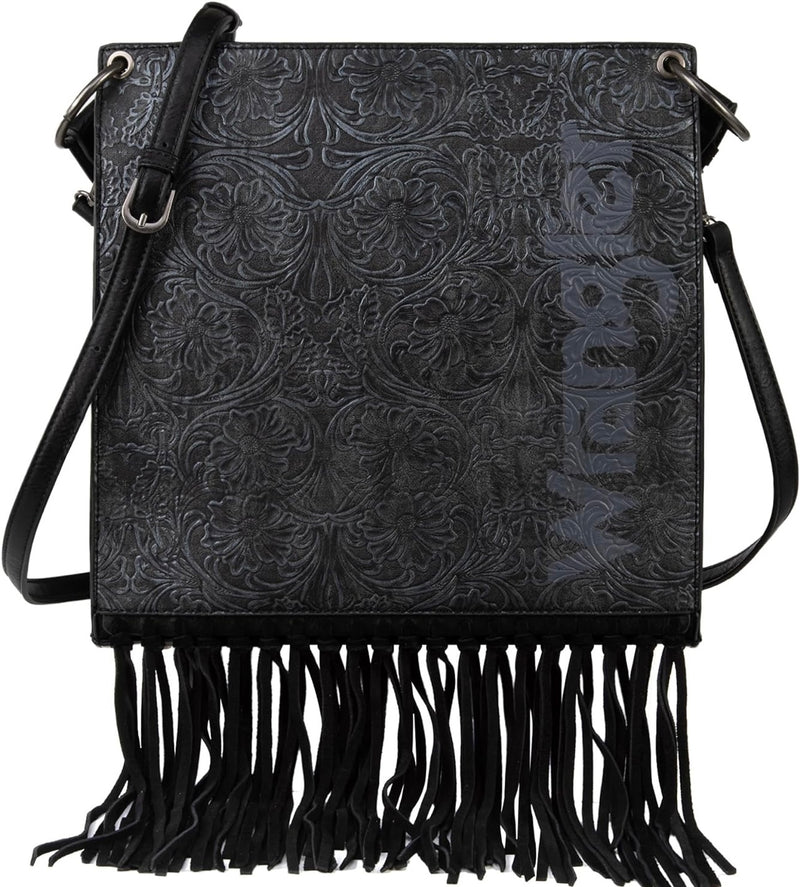 Wrangler Floral Embossed Fringe Concealed Carry Crossbody