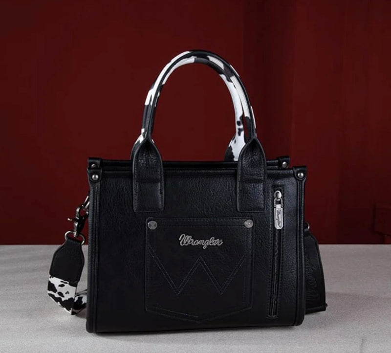 Wrangler Black & Cowhide Adjustable Purse