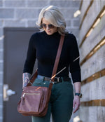 Brooklyn Concealed Carry Lock & Key Crossbody Bag in Wine