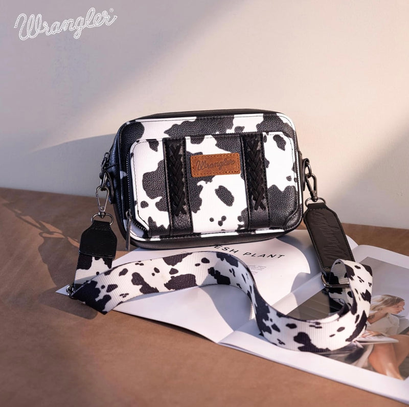 Wrangler Black Cow Print Crossbody Bag