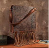 Wrangler Floral Embossed Fringe Conceal Carry Hobo/Crossbody Bag in Brown