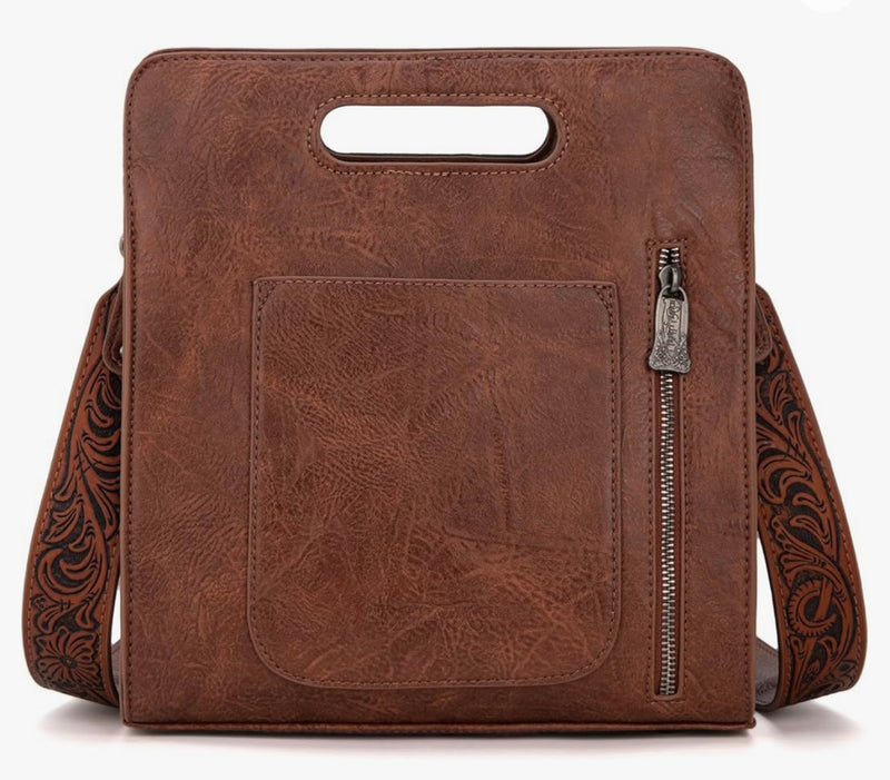 Western Crossbody Tooled with Front Flap Pocket