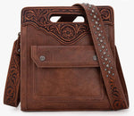 Western Crossbody Tooled with Front Flap Pocket