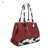 Montana Concealed Carry Lock & Key Cow Print Satchel Bag with Tassel