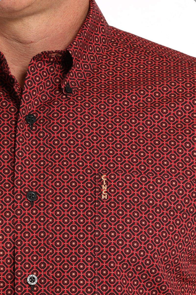 Mens Red Cinch Modern Fit Button-Down Western Shirt