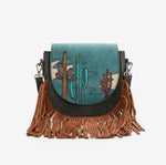 Montana West Cactus Embroidered Fringe Crossbody Bag