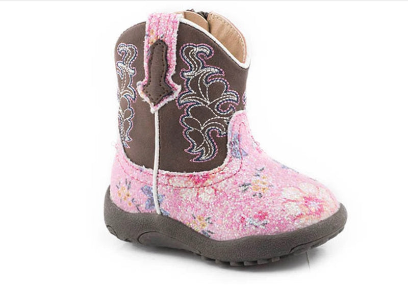 Roper Infant Girls Glitter Flower Boots