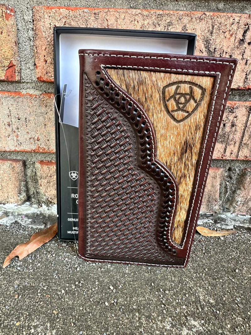 Ariat Calf Hair Overlay Basketweave Wallet