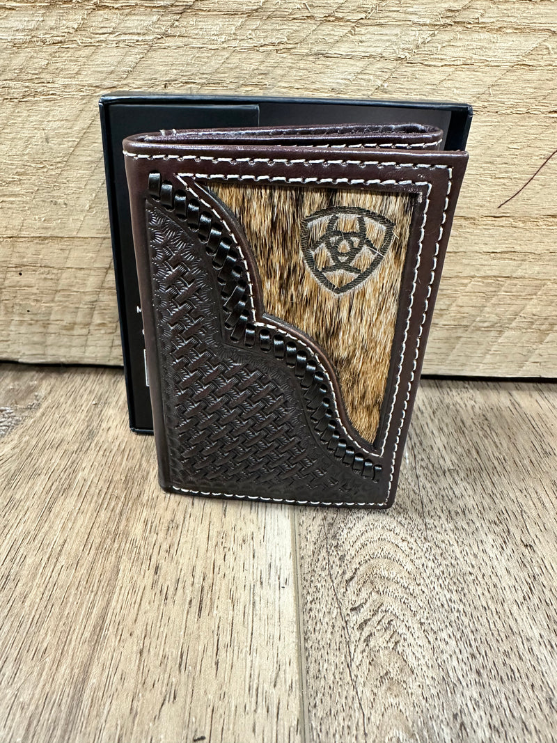 Ariat Calf Hair Overlay Basketweave Wallet