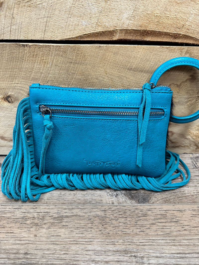 Trinity Ranch Teal Genuine Cowhide Clutch/Wristlet