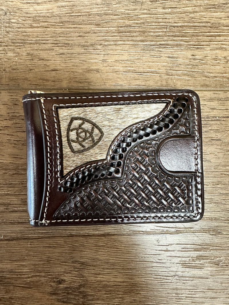 Ariat Calf Hair Overlay Basketweave Wallet