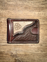 Ariat Calf Hair Overlay Basketweave Wallet