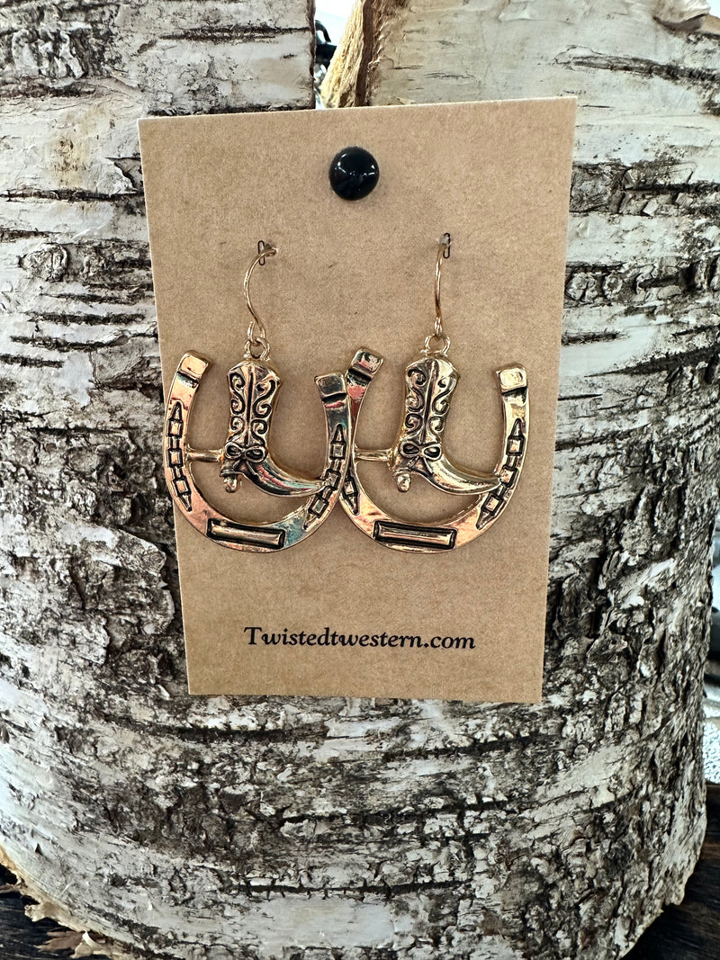 Boots & Horseshoe Gold Earrings