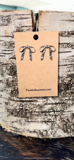 Silver Bow Stud Earrings