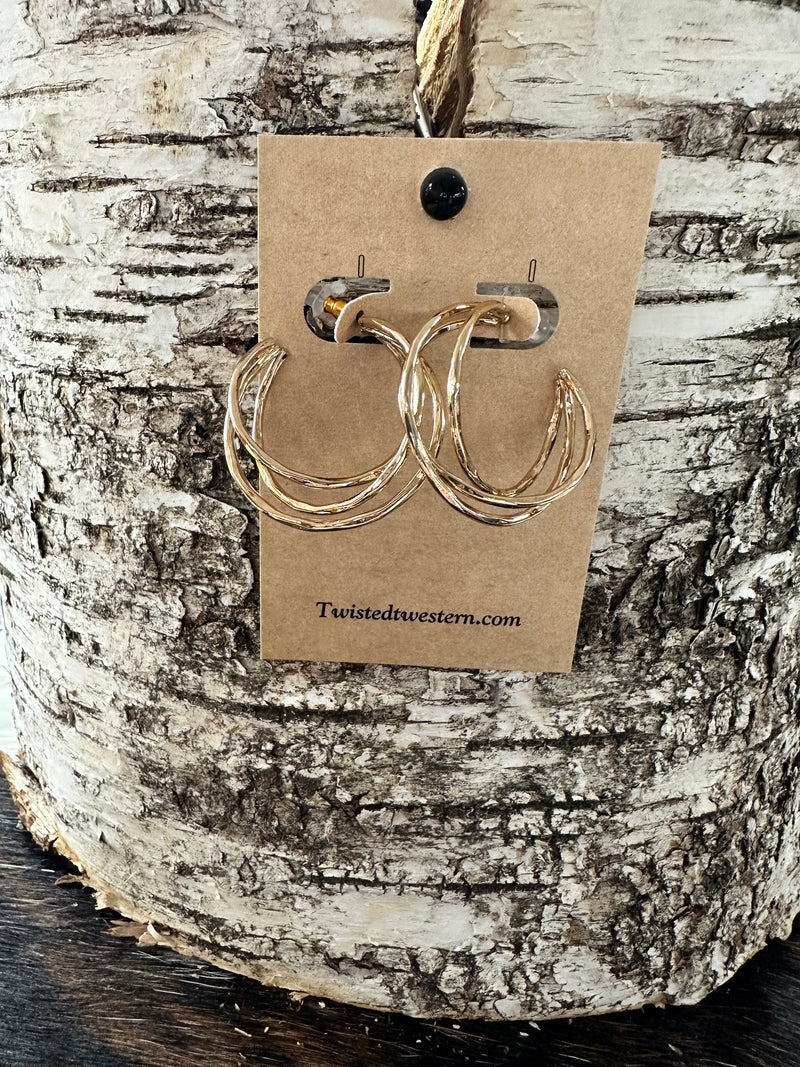 Gold Overlapped Hoop Earrings