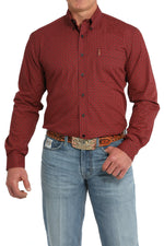 Mens Red Cinch Modern Fit Button-Down Western Shirt