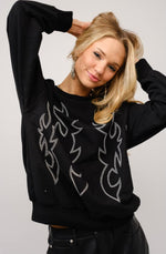 Bootstitch Pullover Sweatshirt in Black