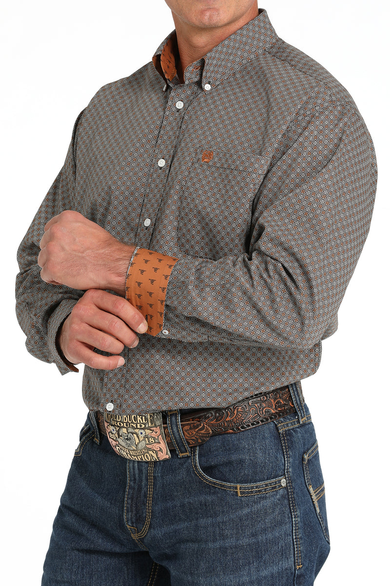 Men's Cinch Brn/Orange Contrast Shirt