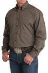 Men's Cinch LS Brown Print Shirt