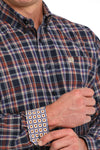 Men's Cinch LS Navy Plaid Shirt W/Contrast