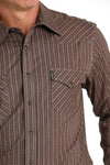 Men's Cinch Snap Stripe Brown LS Shirt