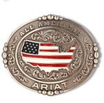 Ariat Ariat Western Mens Belt Buckle Oval All American Logo Silver