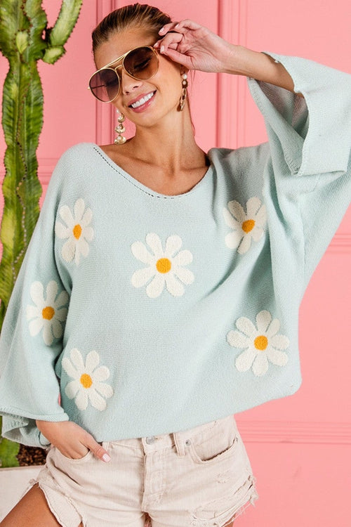 bibi Women's Apparel Women's Floral Sage Sweater