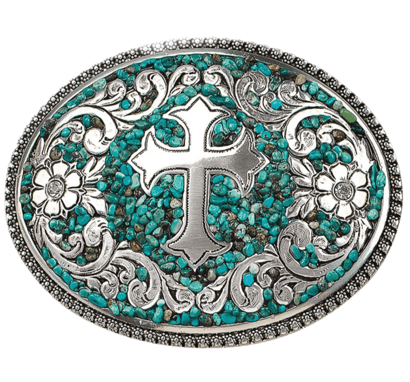 Blazin Roxx Blazin Roxx Turquoise Stone Cross Buckle