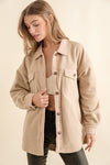 BLUE B Apparel & Accessories Women's Fleece Contrast Taupe Jacket