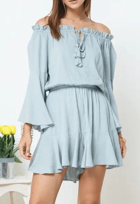 BLUE B Women’s Apparel Women's Sage Off Shoulder Ruffled Romper